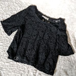 Black lace crop top